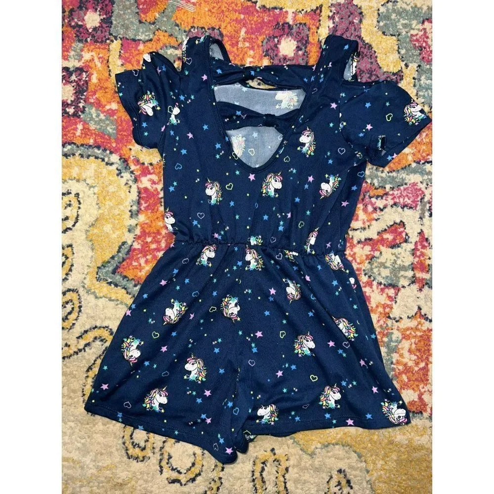 Heart and Arrow Navy Unicorn Cutout Romper - Toddler
